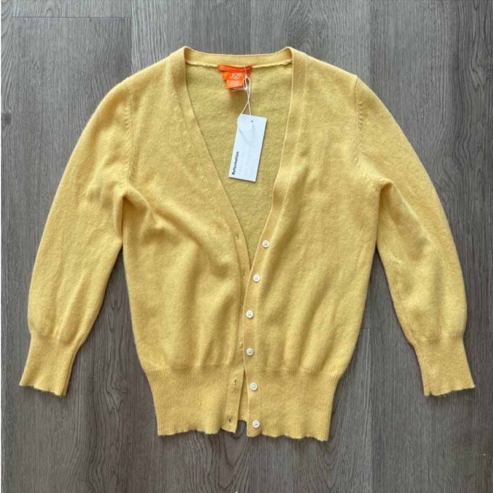 Reformation Vintage Butter Yellow Cashmere Cardigan XS